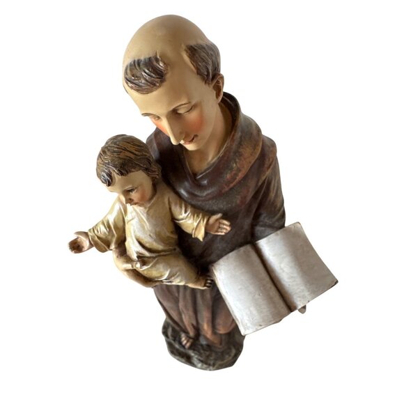 Vintage 2005 Roman Inc. St. Anthony Figurine With Baby Jesus & Open Book 12" Res - Picture 2 of 6